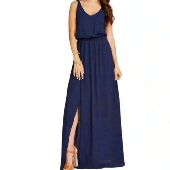 Show Me Your MuMu | Kendall maxi dress Rich Navy Women’s size S sleeveless slit - Picture 9 of 10
